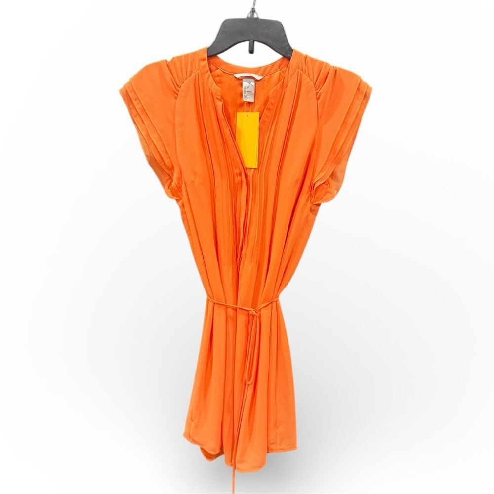 NWT! H&M Orange Cap Sleeve Drawstring Dress Size 4